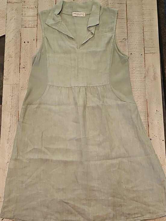 Terzo Millennio Dresses & Skirts - Terzo Millennio 100% Linen Shift Dress In Sage Made In Italy 🇮🇹